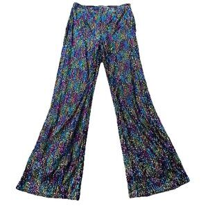Amazing Lace Sequin Bell Bottom Flare Sparkle Pants XL Multicolor Party